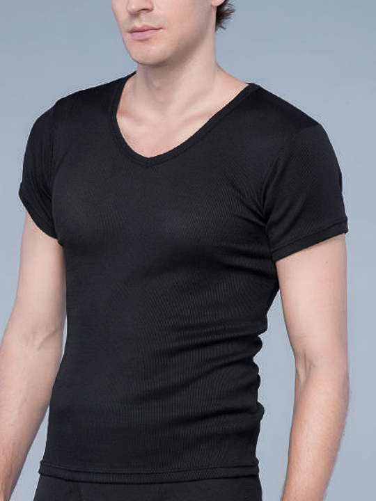 UW154 Men Black Short Sleeve Undershirt – Negative Ion Clothes